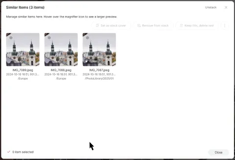 중복 사진 검토 및 제거