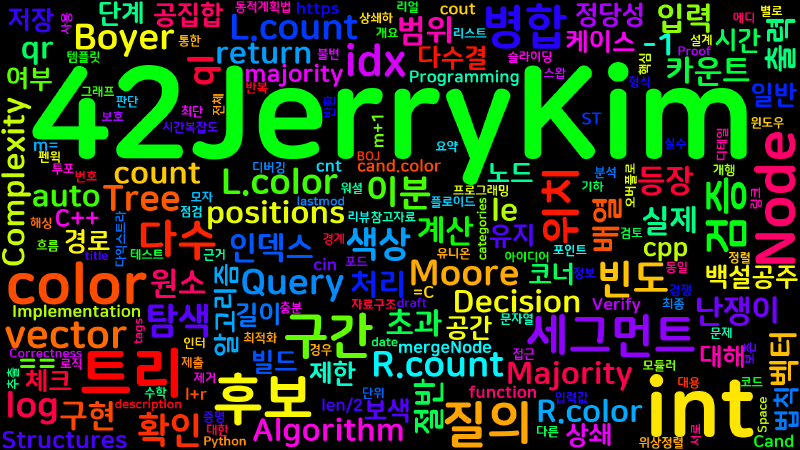 Featured image of post [Algorithm] C++ 백준 2912번: 백설공주와 난쟁이 - 세그트리+후보검증