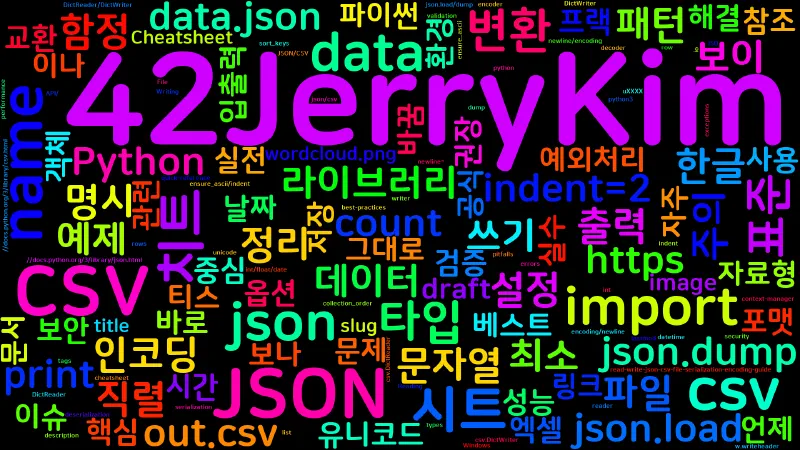 Featured image of post [Python Cheatsheet] 35. JSON & CSV - 읽기/쓰기/인코딩