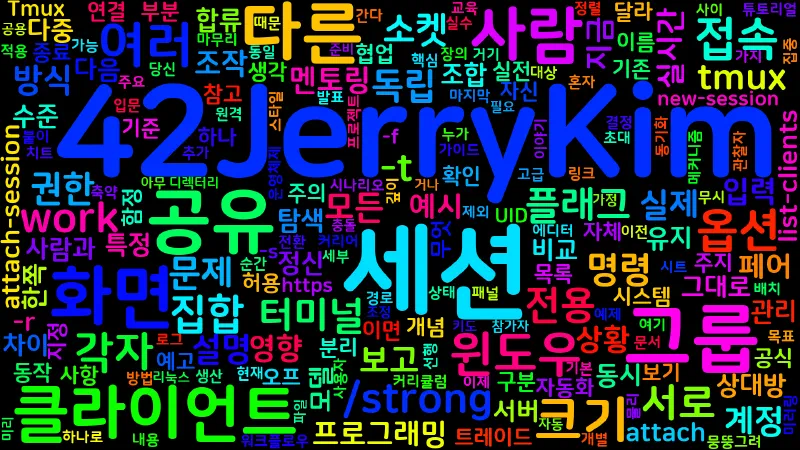 Featured image of post [Tmux] 12. 세션 그룹과 다중 클라이언트 - 페어 프로그래밍
